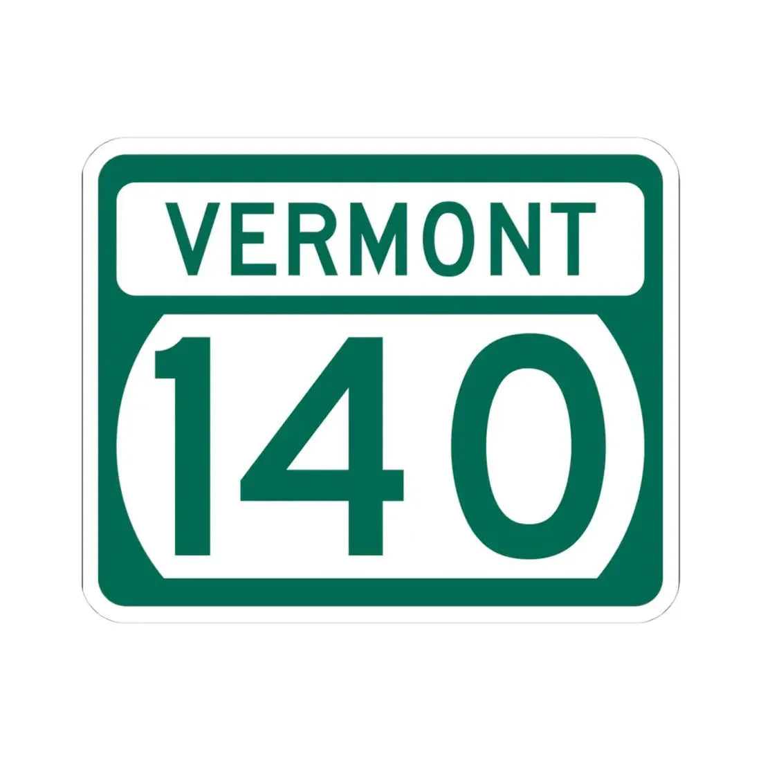 Vermont 140 (Vermont) (Road Sign) STICKER Vinyl Kiss-Cut Decal 4 Inch White - The Sticker Space