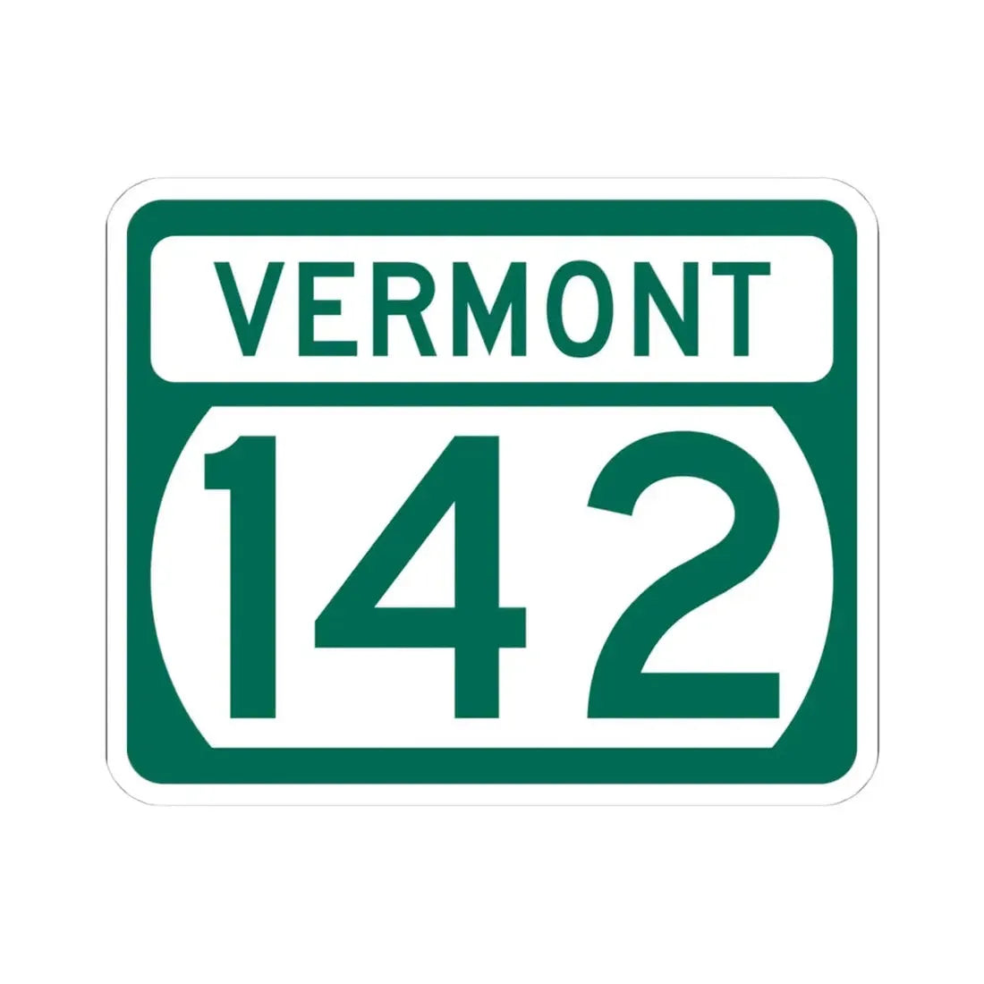 Vermont 142 (Vermont) (Road Sign) STICKER Vinyl Kiss-Cut Decal 4 Inch White - The Sticker Space