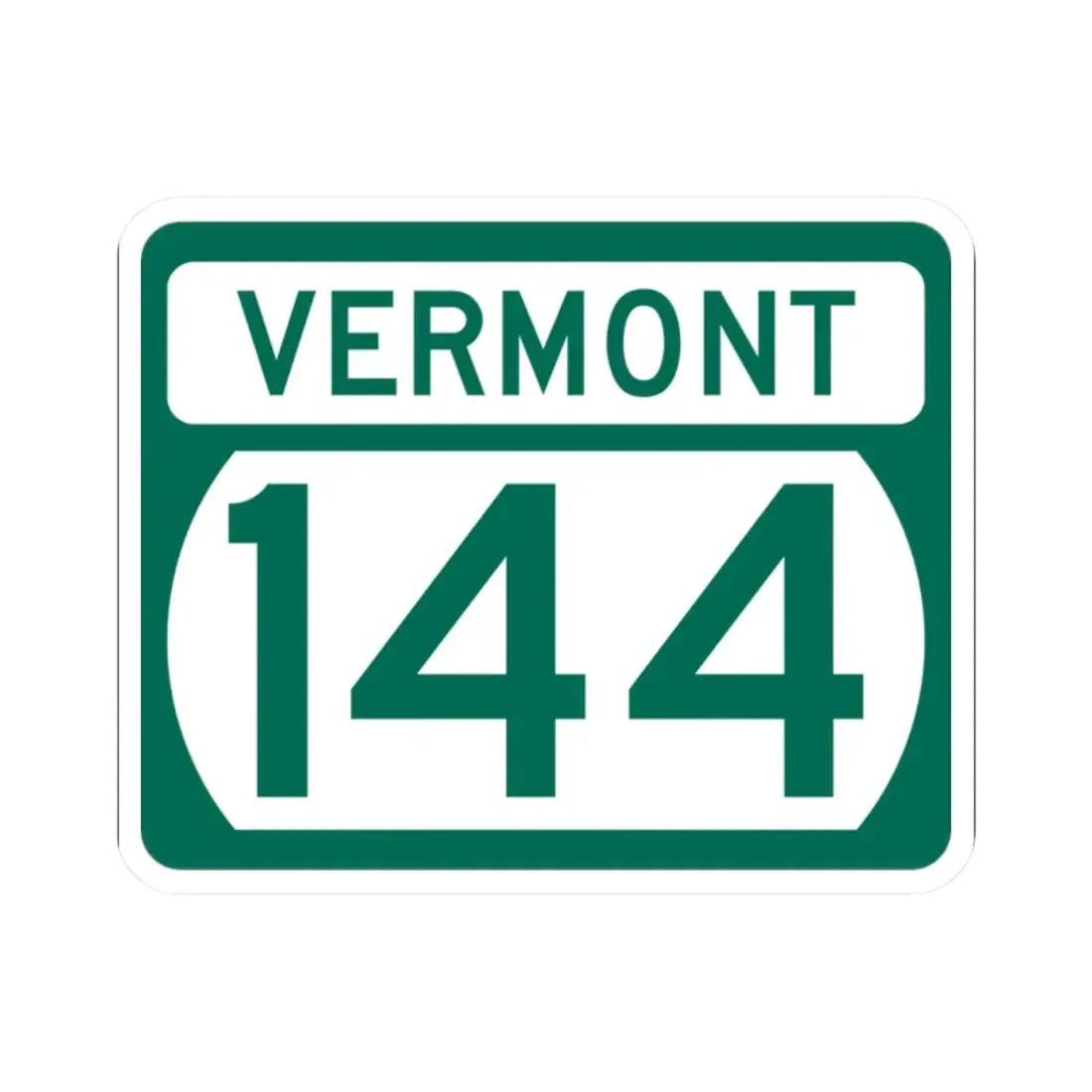 Vermont 144 (Vermont) (Road Sign) STICKER Vinyl Kiss-Cut Decal 2 Inch White - The Sticker Space