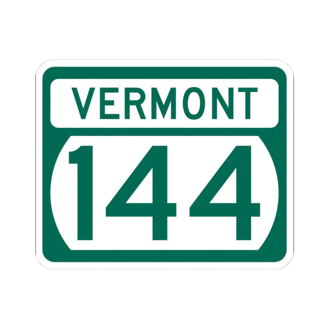 Vermont 144 (Vermont) (Road Sign) STICKER Vinyl Kiss-Cut Decal 3 Inch White - The Sticker Space