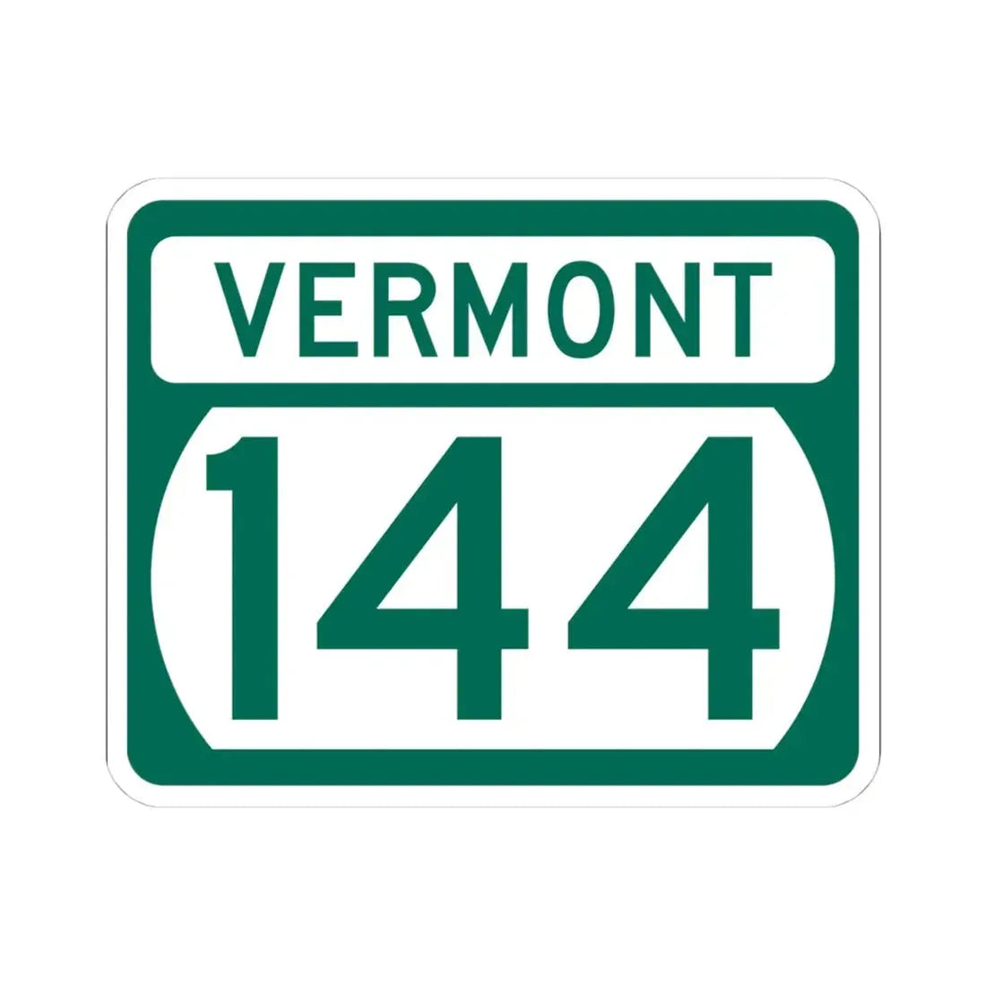 Vermont 144 (Vermont) (Road Sign) STICKER Vinyl Kiss-Cut Decal 4 Inch White - The Sticker Space