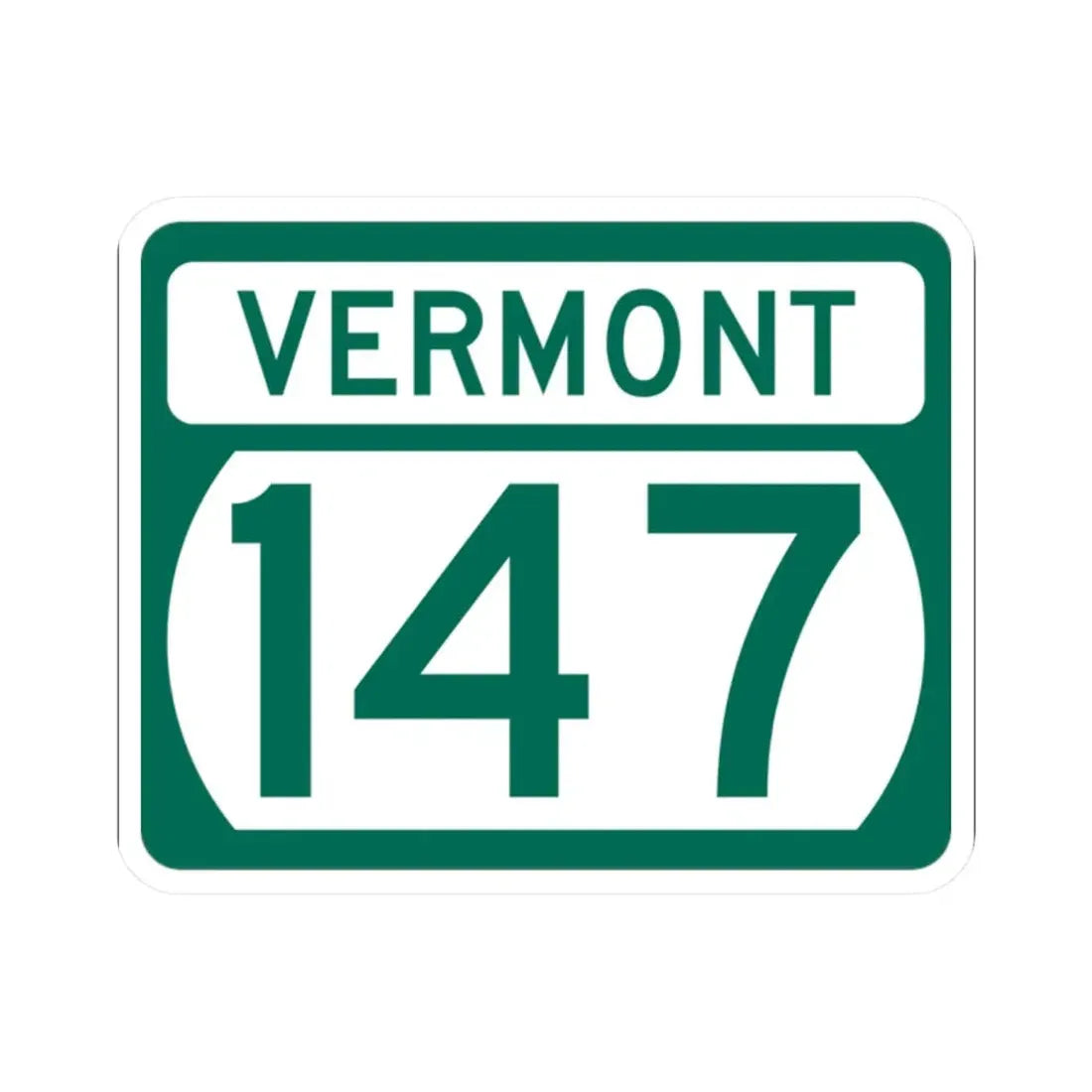Vermont 147 (Vermont) (Road Sign) STICKER Vinyl Kiss-Cut Decal 2 Inch White - The Sticker Space