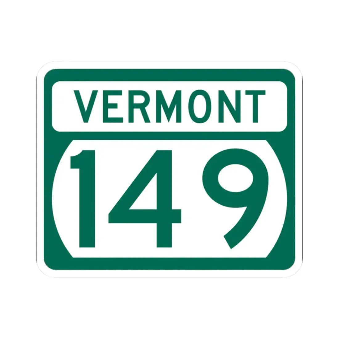 Vermont 149 (Vermont) (Road Sign) STICKER Vinyl Kiss-Cut Decal 2 Inch White - The Sticker Space