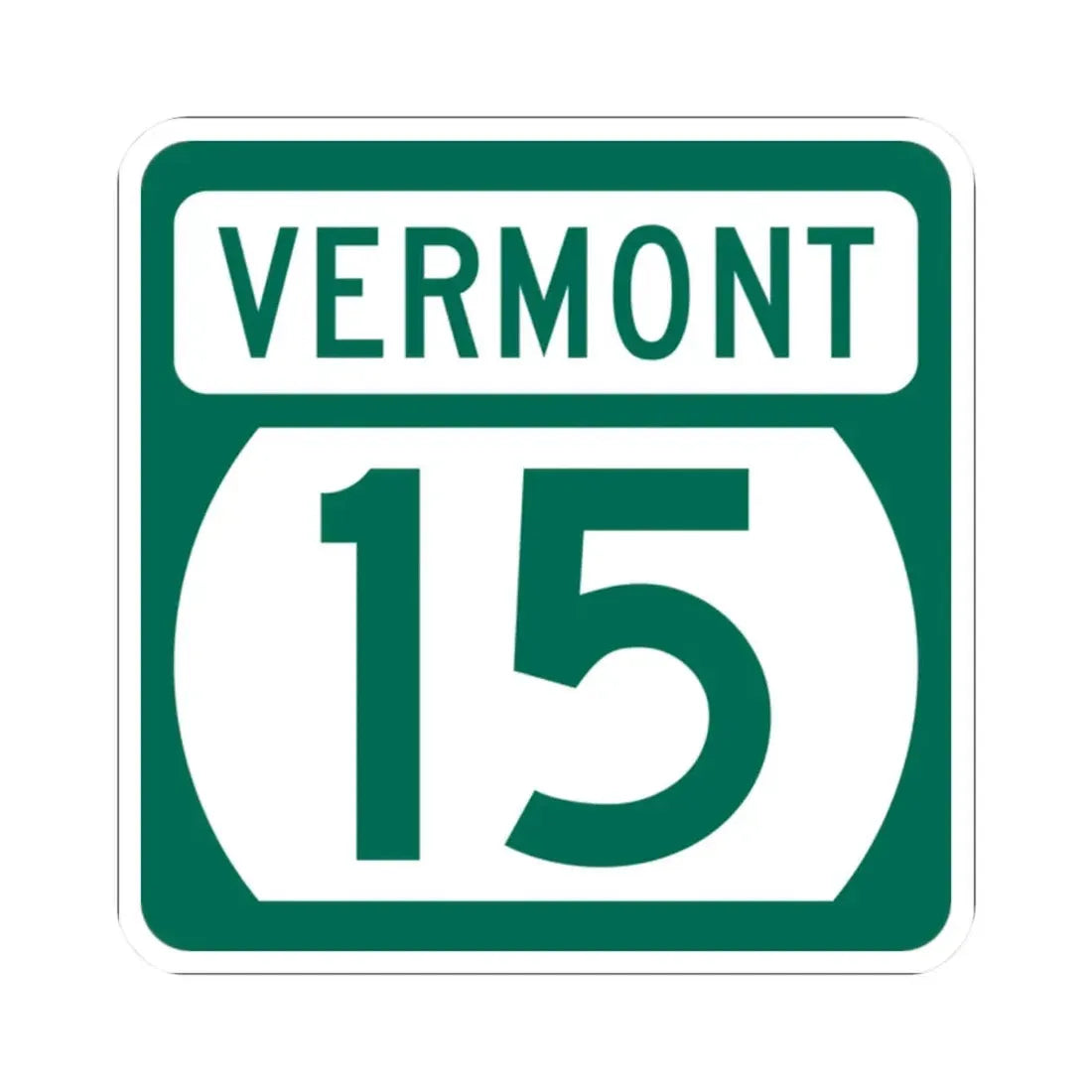 Vermont 15 (Vermont) (Road Sign) STICKER Vinyl Kiss-Cut Decal 2 Inch White - The Sticker Space