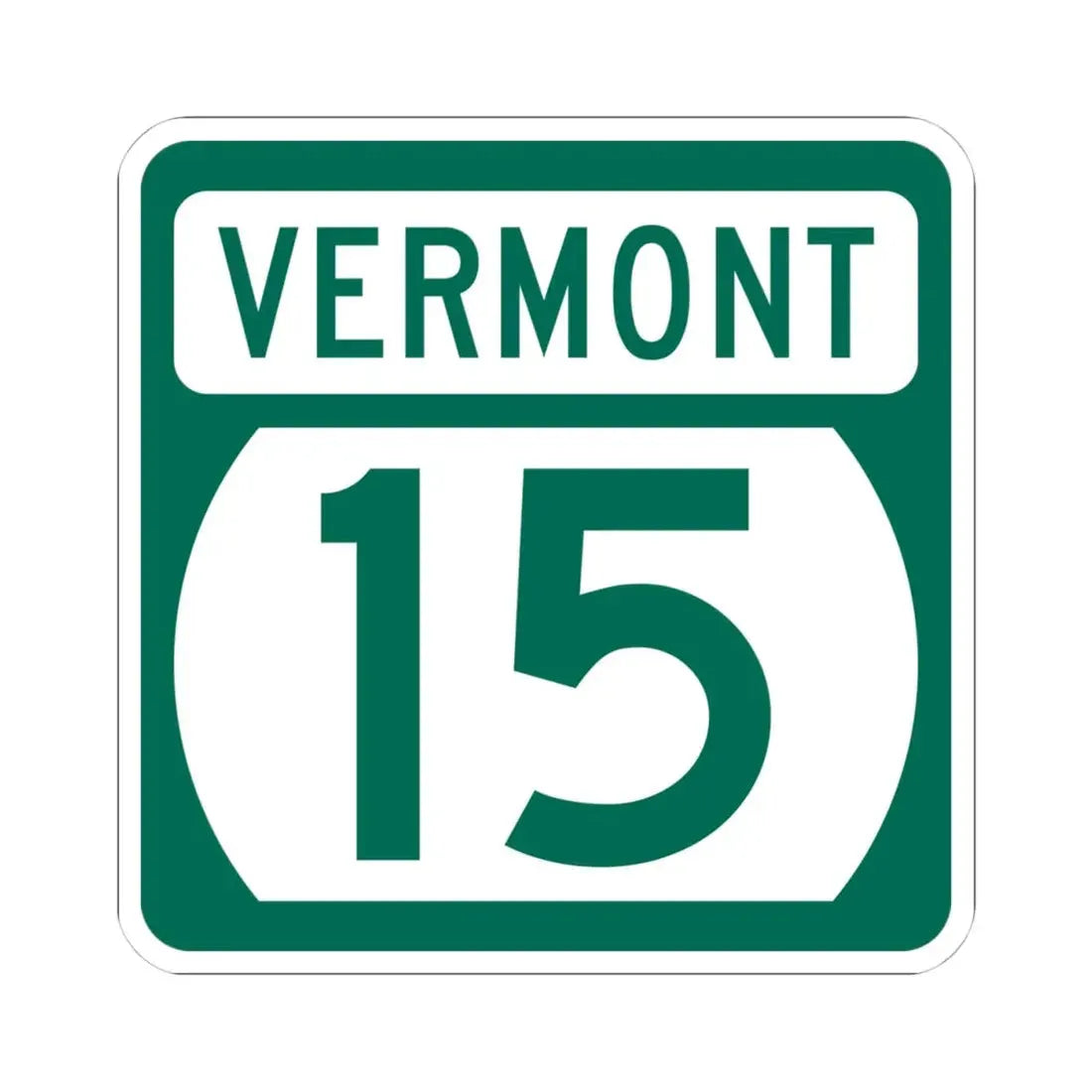 Vermont 15 (Vermont) (Road Sign) STICKER Vinyl Kiss-Cut Decal 4 Inch White - The Sticker Space