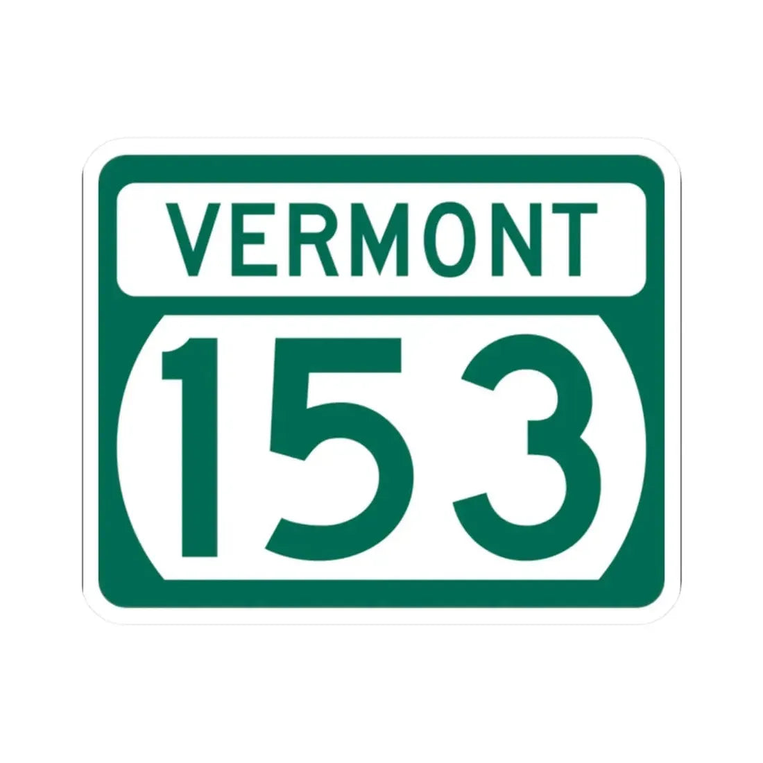 Vermont 153 (Vermont) (Road Sign) STICKER Vinyl Kiss-Cut Decal 2 Inch White - The Sticker Space