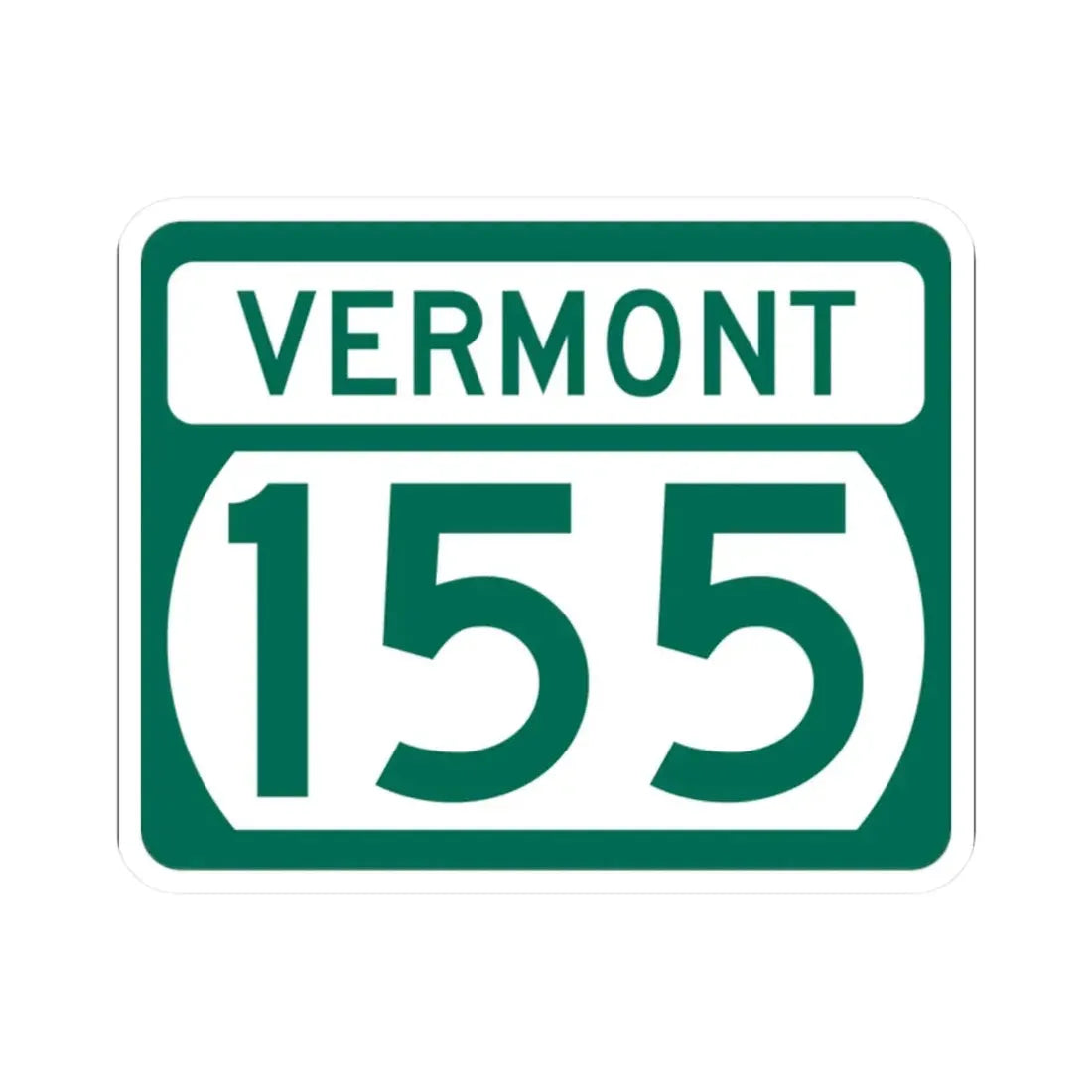 Vermont 155 (Vermont) (Road Sign) STICKER Vinyl Kiss-Cut Decal 2 Inch White - The Sticker Space