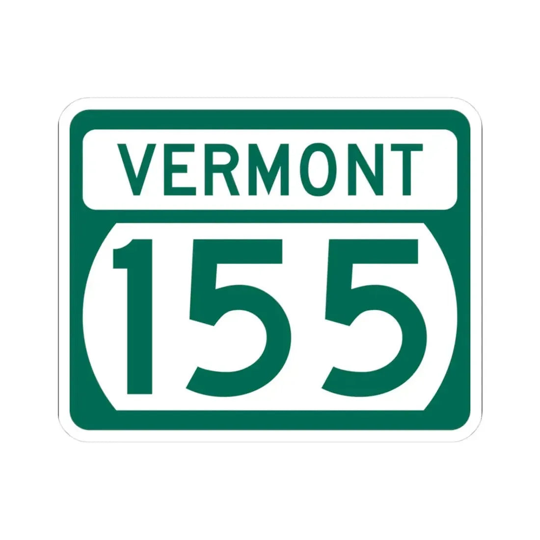 Vermont 155 (Vermont) (Road Sign) STICKER Vinyl Kiss-Cut Decal 3 Inch White - The Sticker Space