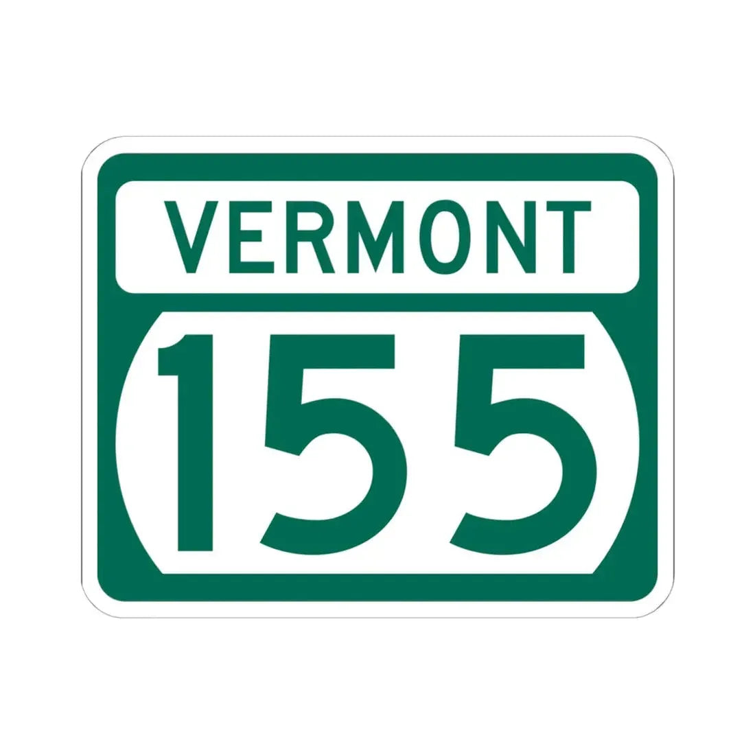 Vermont 155 (Vermont) (Road Sign) STICKER Vinyl Kiss-Cut Decal 6 Inch White - The Sticker Space