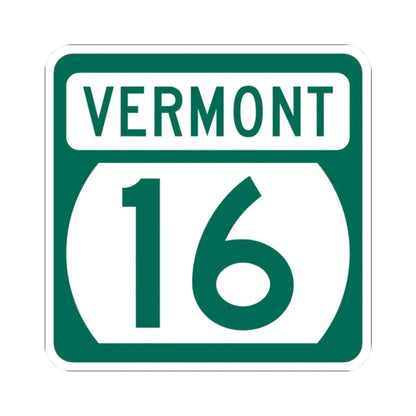 Vermont 16 (Vermont) (Road Sign) STICKER Vinyl Kiss-Cut Decal 2 Inch White - The Sticker Space