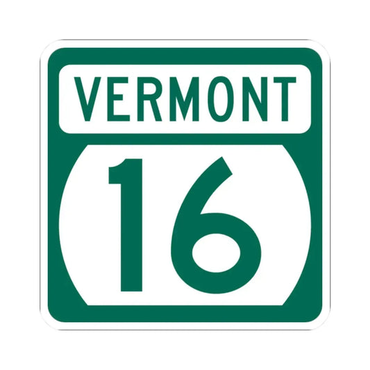 Vermont 16 (Vermont) (Road Sign) STICKER Vinyl Kiss-Cut Decal 2 Inch White - The Sticker Space