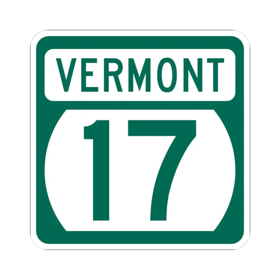 Vermont 17 (Vermont) (Road Sign) STICKER Vinyl Kiss-Cut Decal 3 Inch White - The Sticker Space