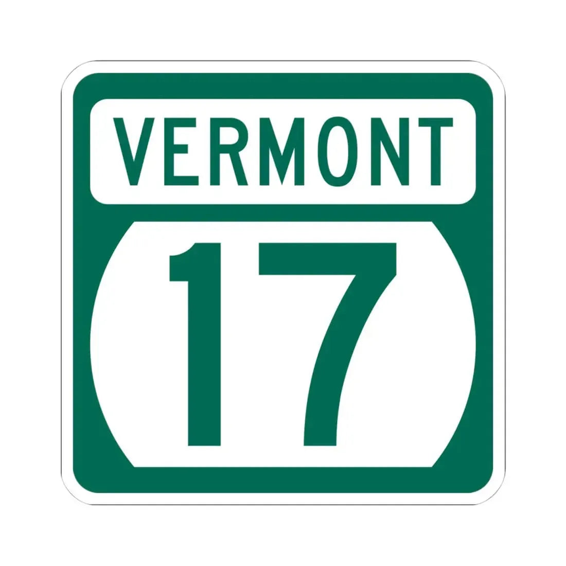 Vermont 17 (Vermont) (Road Sign) STICKER Vinyl Kiss-Cut Decal 4 Inch White - The Sticker Space
