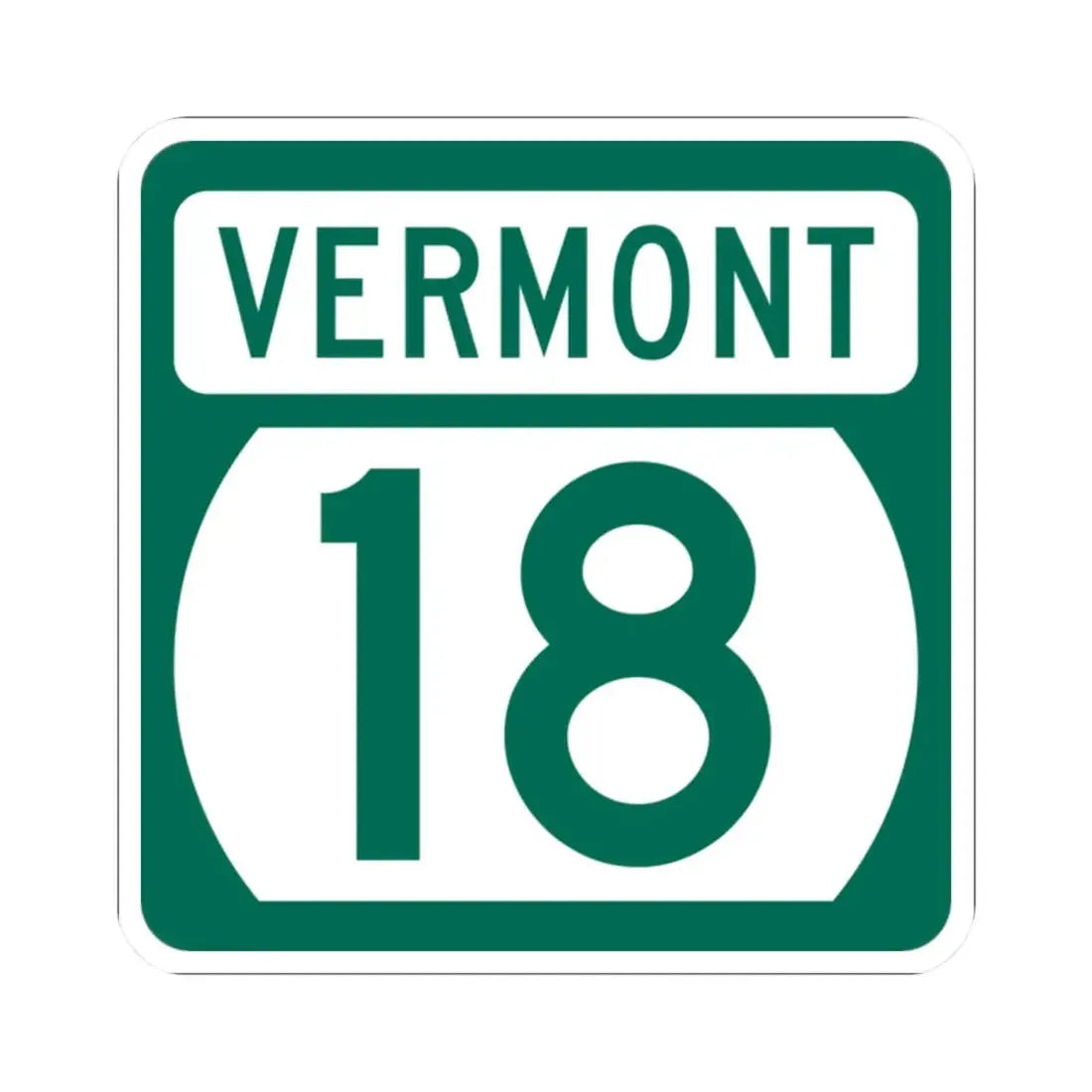 Vermont 18 (Vermont) (Road Sign) STICKER Vinyl Kiss-Cut Decal 2 Inch White - The Sticker Space