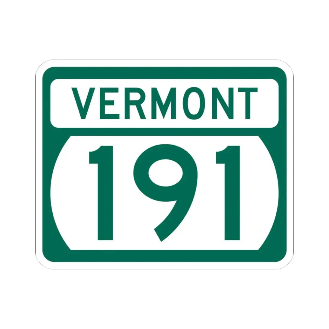 Vermont 191 (Vermont) (Road Sign) STICKER Vinyl Kiss-Cut Decal 3 Inch White - The Sticker Space