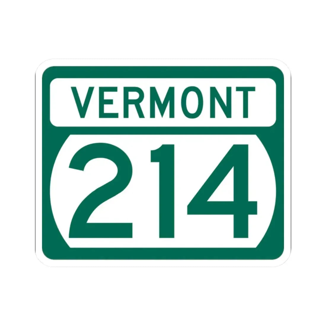 Vermont 214 (Vermont) (Road Sign) STICKER Vinyl Kiss-Cut Decal 2 Inch White - The Sticker Space