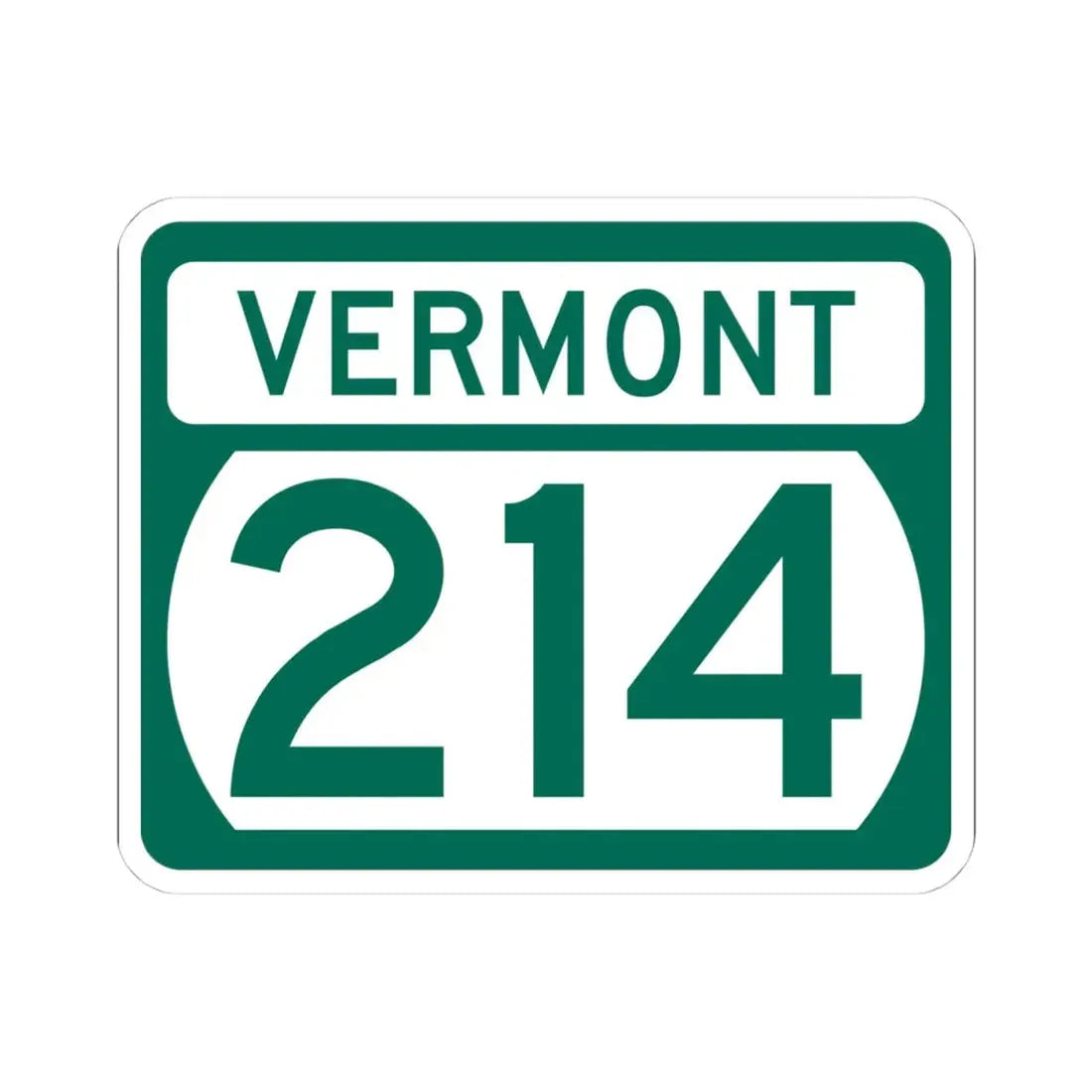 Vermont 214 (Vermont) (Road Sign) STICKER Vinyl Kiss-Cut Decal 4 Inch White - The Sticker Space