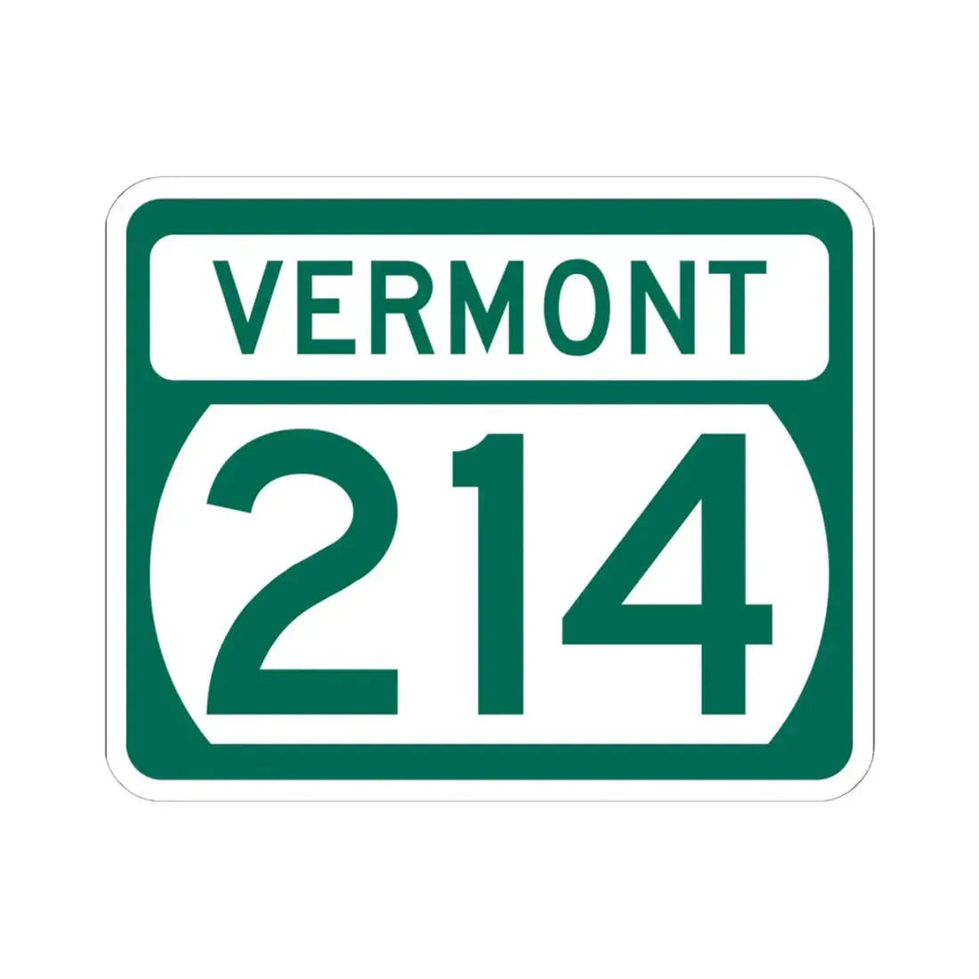 Vermont 214 (Vermont) (Road Sign) STICKER Vinyl Kiss-Cut Decal 6 Inch White - The Sticker Space