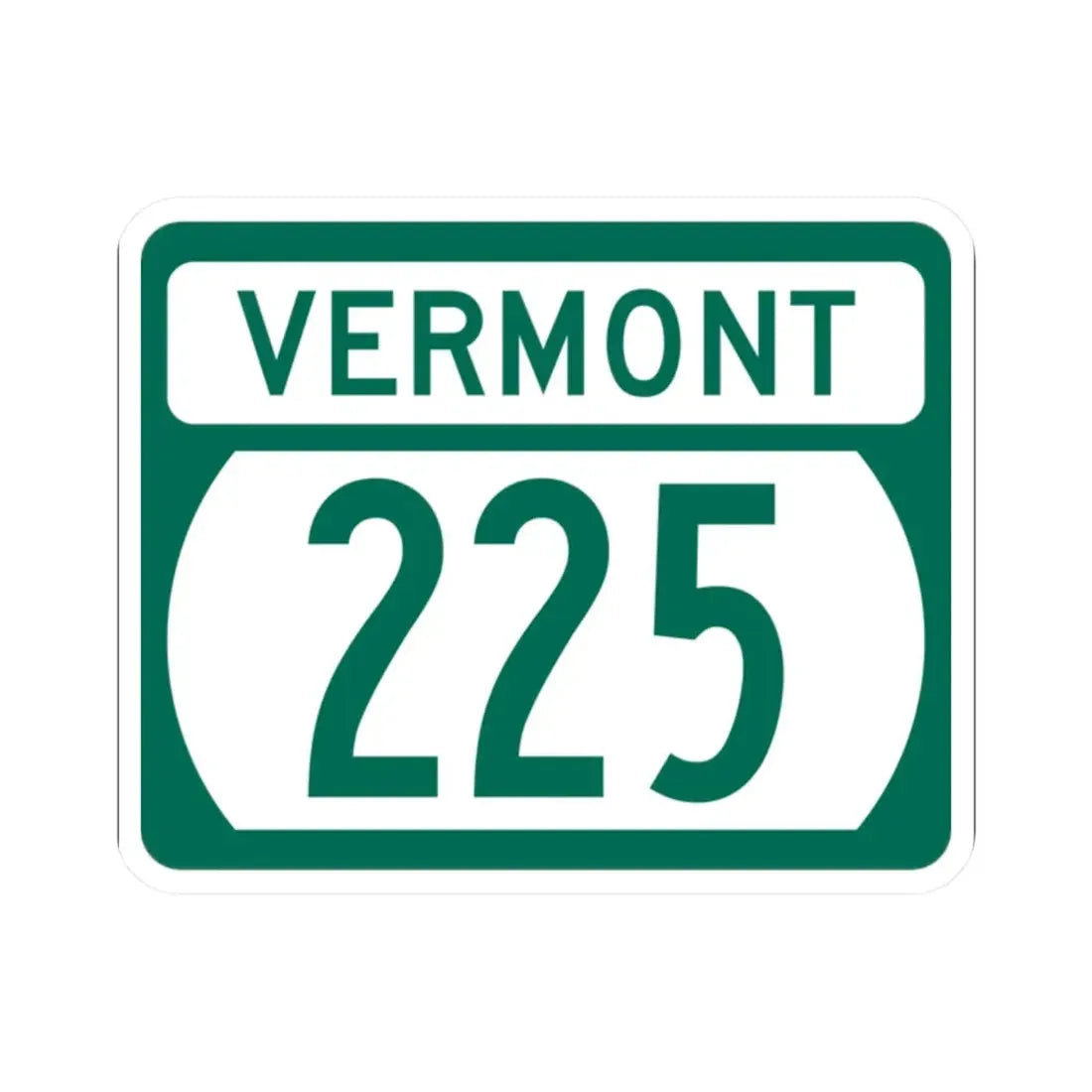 Vermont 225 (Vermont) (Road Sign) STICKER Vinyl Kiss-Cut Decal 2 Inch White - The Sticker Space