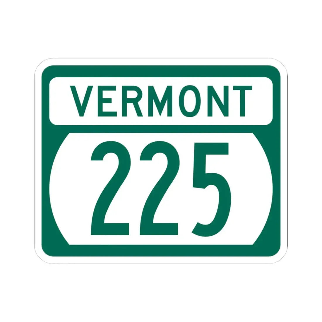 Vermont 225 (Vermont) (Road Sign) STICKER Vinyl Kiss-Cut Decal 3 Inch White - The Sticker Space