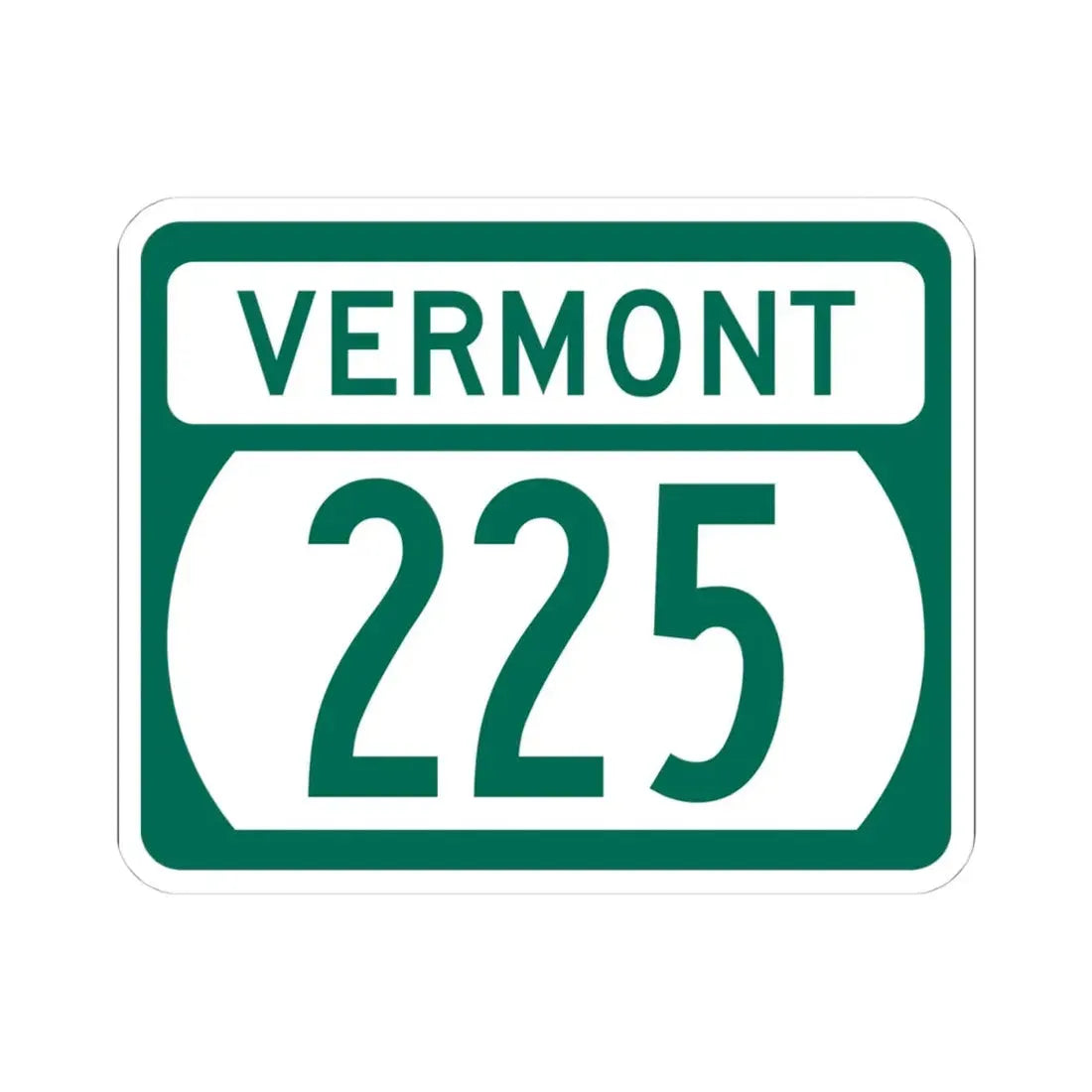 Vermont 225 (Vermont) (Road Sign) STICKER Vinyl Kiss-Cut Decal 4 Inch White - The Sticker Space