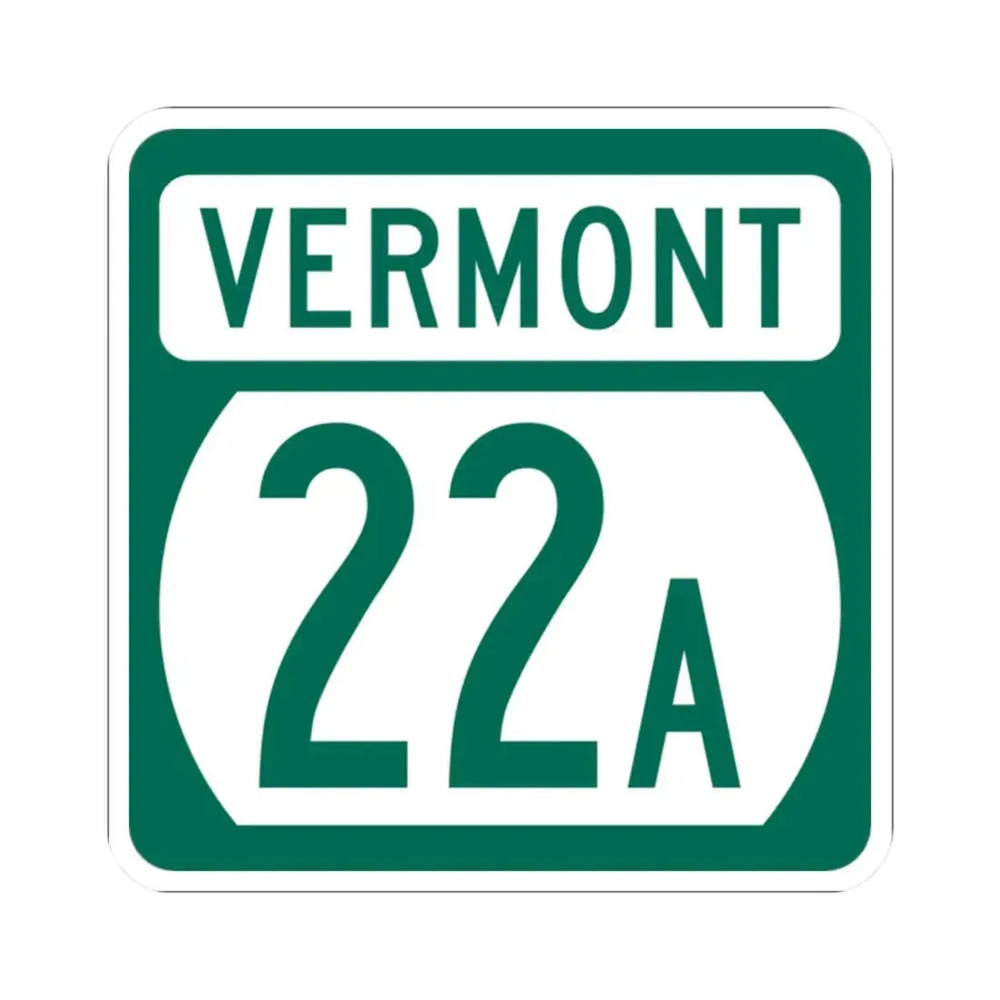 Vermont 22A (Vermont) (Road Sign) STICKER Vinyl Kiss-Cut Decal 2 Inch White - The Sticker Space