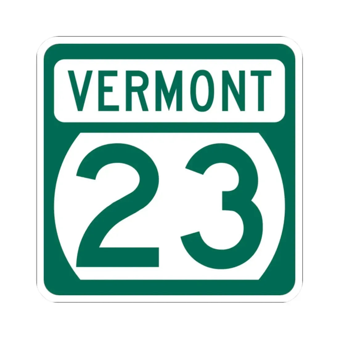 Vermont 23 (Vermont) (Road Sign) STICKER Vinyl Kiss-Cut Decal 2 Inch White - The Sticker Space