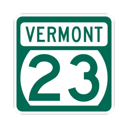 Vermont 23 (Vermont) (Road Sign) STICKER Vinyl Kiss-Cut Decal 2 Inch White - The Sticker Space