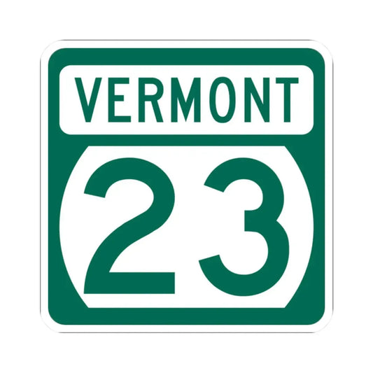 Vermont 23 (Vermont) (Road Sign) STICKER Vinyl Kiss-Cut Decal 2 Inch White - The Sticker Space