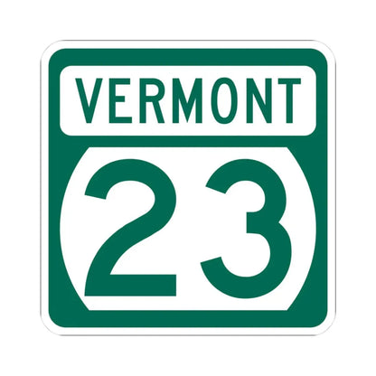 Vermont 23 (Vermont) (Road Sign) STICKER Vinyl Kiss-Cut Decal 3 Inch White - The Sticker Space
