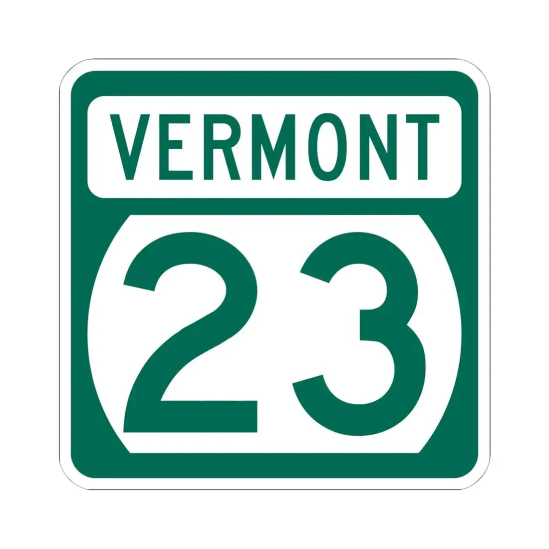 Vermont 23 (Vermont) (Road Sign) STICKER Vinyl Kiss-Cut Decal 6 Inch White - The Sticker Space