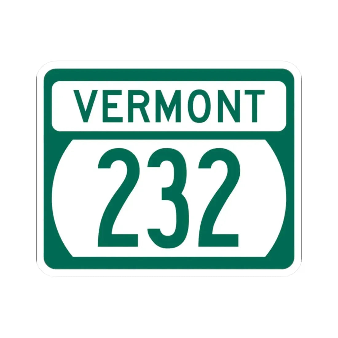 Vermont 232 (Vermont) (Road Sign) STICKER Vinyl Kiss-Cut Decal 2 Inch White - The Sticker Space