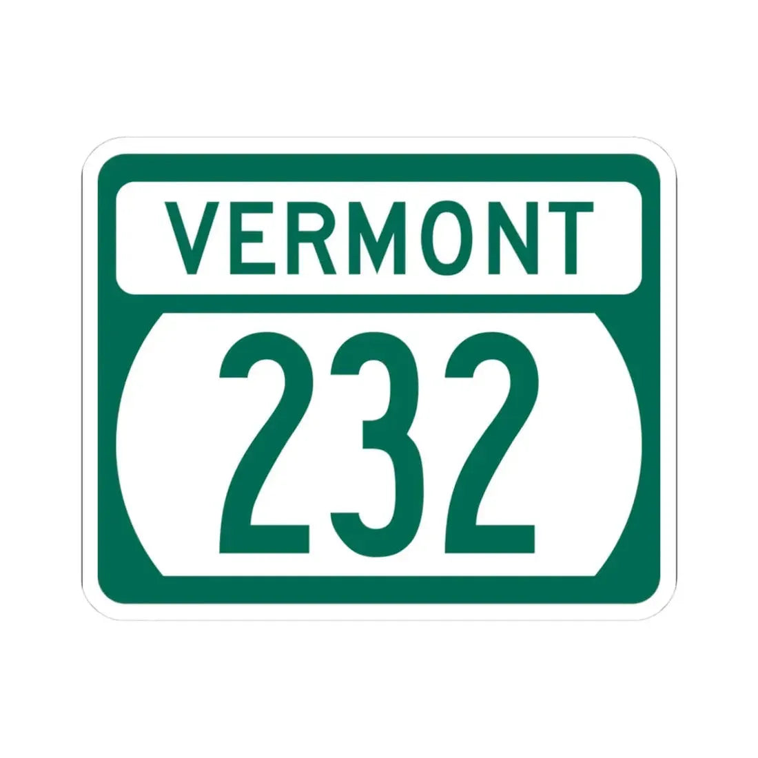 Vermont 232 (Vermont) (Road Sign) STICKER Vinyl Kiss-Cut Decal 3 Inch White - The Sticker Space