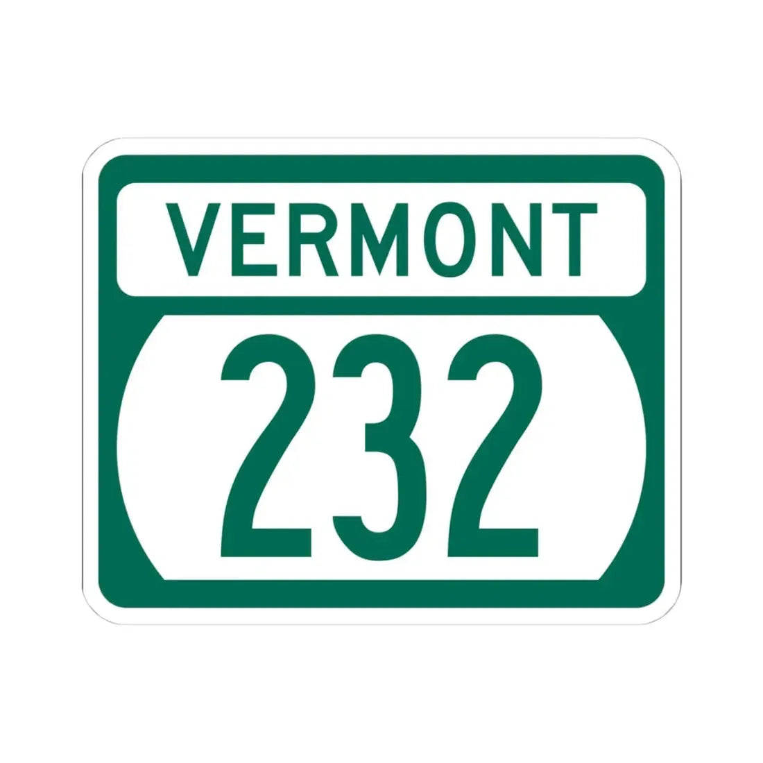 Vermont 232 (Vermont) (Road Sign) STICKER Vinyl Kiss-Cut Decal 4 Inch White - The Sticker Space