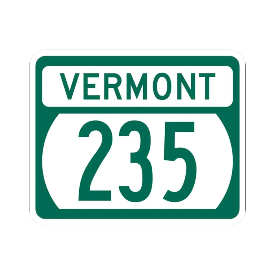 Vermont 235 (Vermont) (Road Sign) STICKER Vinyl Kiss-Cut Decal 2 Inch White - The Sticker Space