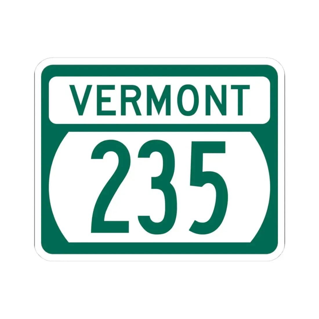 Vermont 235 (Vermont) (Road Sign) STICKER Vinyl Kiss-Cut Decal 3 Inch White - The Sticker Space