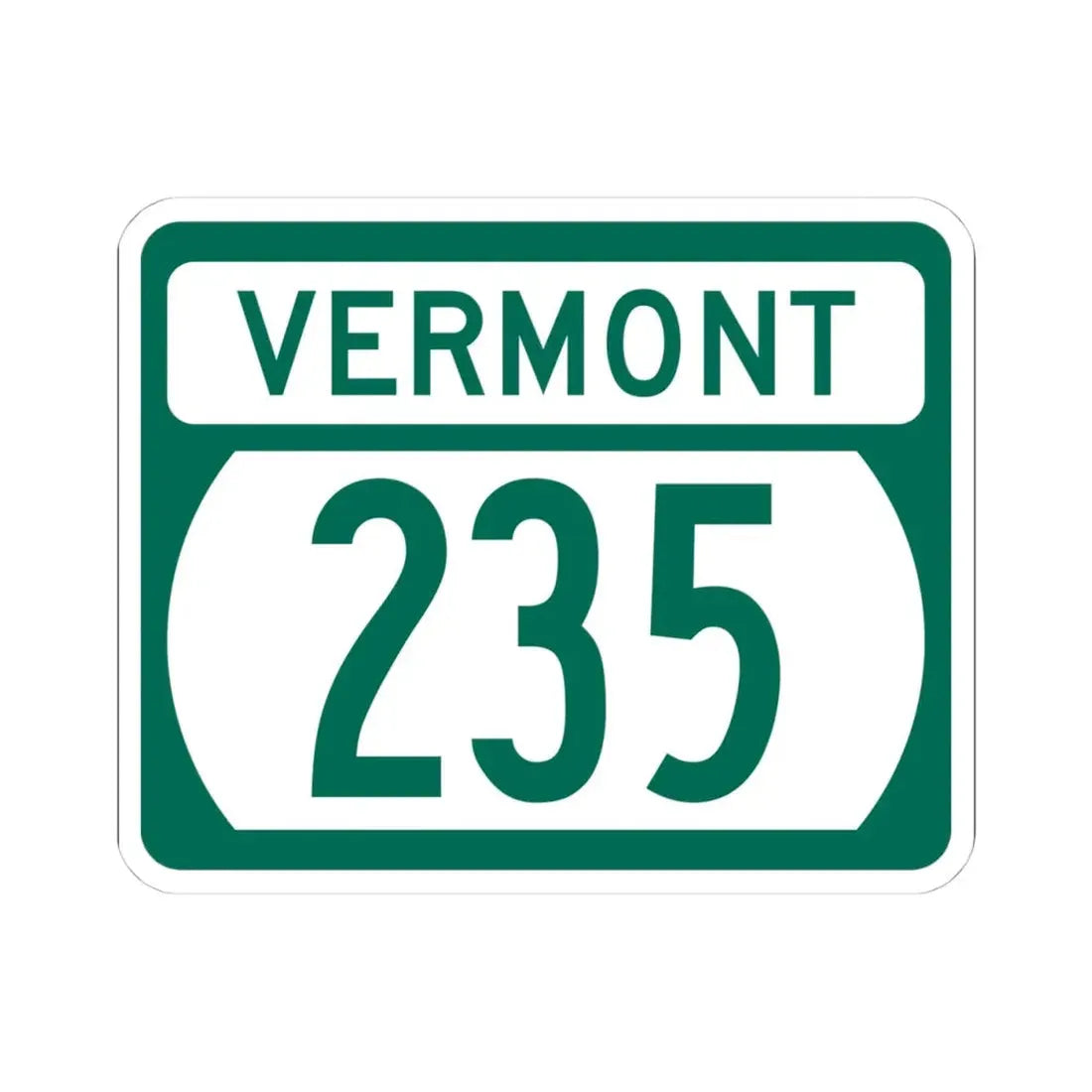 Vermont 235 (Vermont) (Road Sign) STICKER Vinyl Kiss-Cut Decal 4 Inch White - The Sticker Space