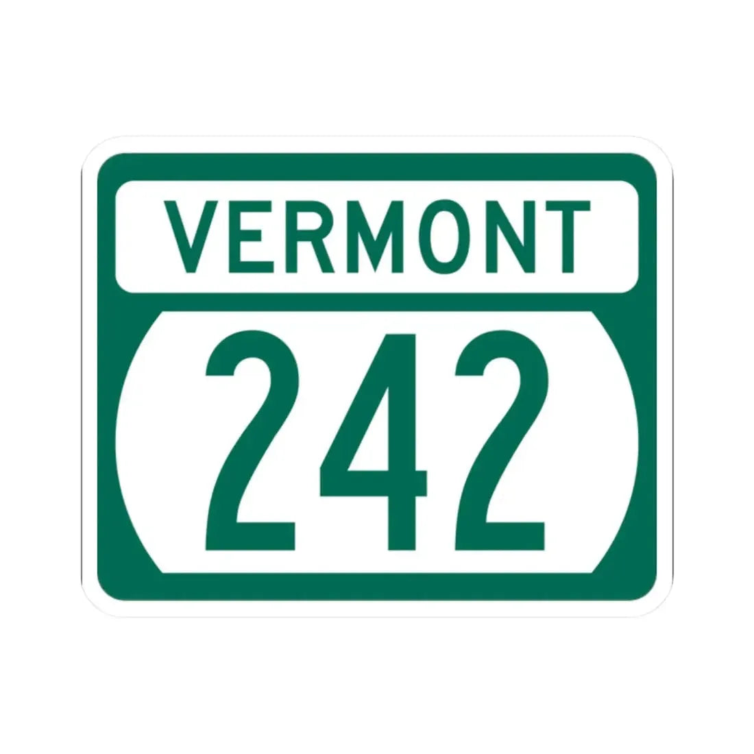 Vermont 242 (Vermont) (Road Sign) STICKER Vinyl Kiss-Cut Decal 2 Inch White - The Sticker Space
