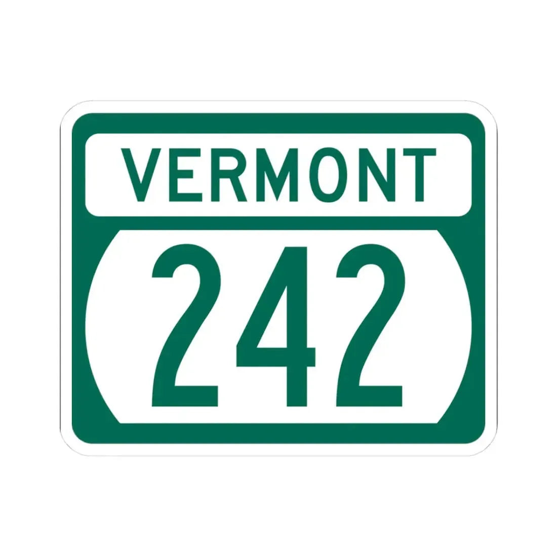 Vermont 242 (Vermont) (Road Sign) STICKER Vinyl Kiss-Cut Decal 3 Inch White - The Sticker Space