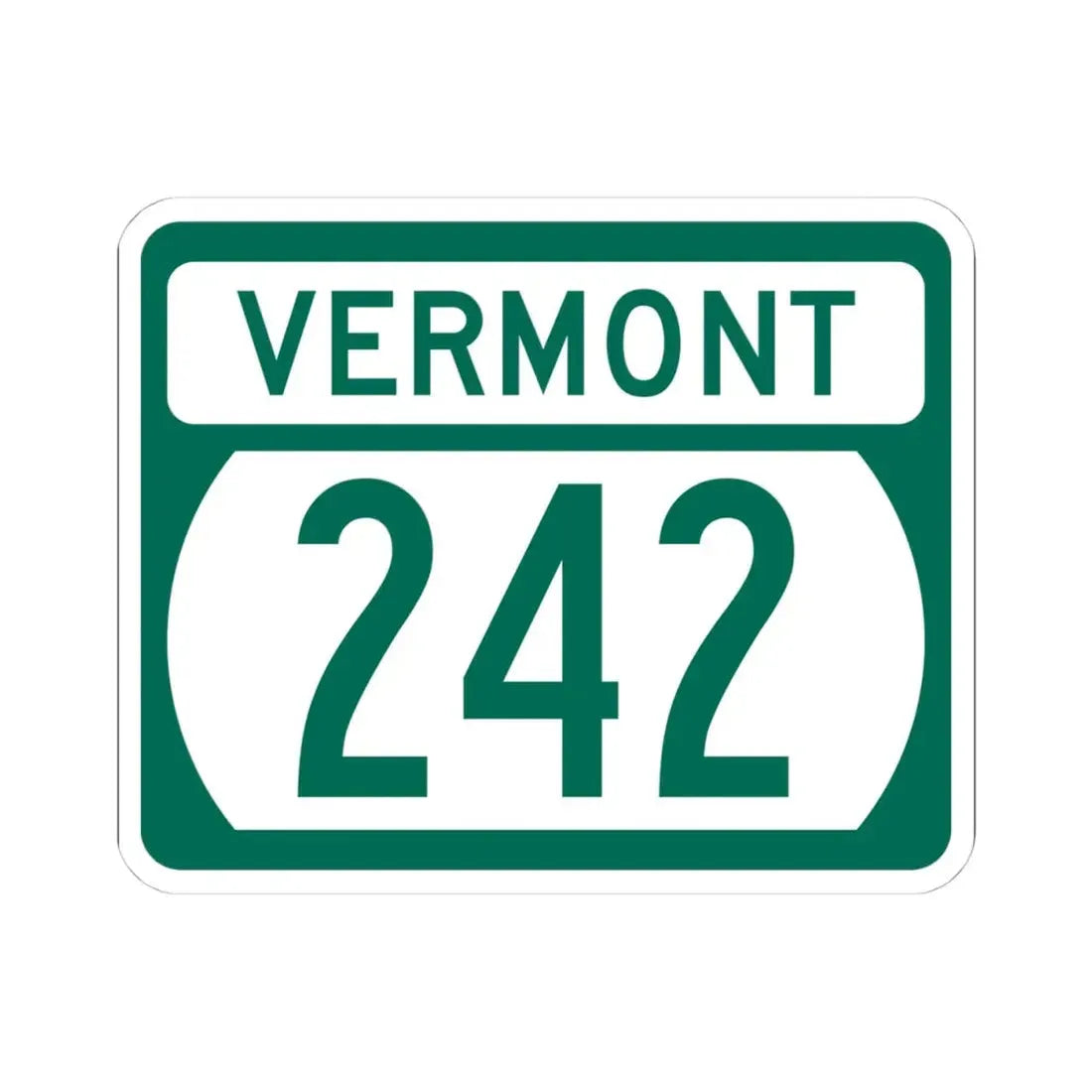 Vermont 242 (Vermont) (Road Sign) STICKER Vinyl Kiss-Cut Decal 4 Inch White - The Sticker Space