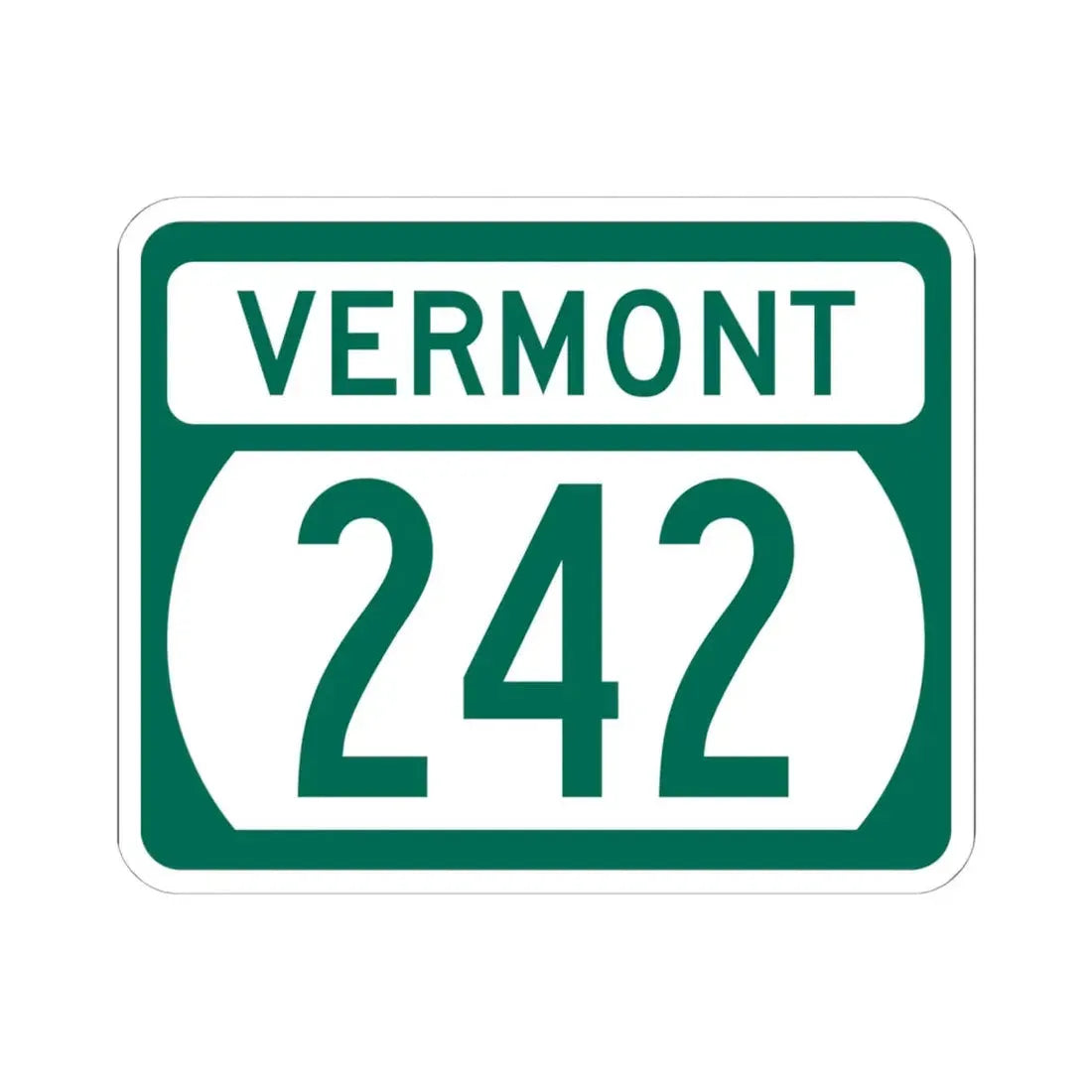 Vermont 242 (Vermont) (Road Sign) STICKER Vinyl Kiss-Cut Decal 6 Inch White - The Sticker Space