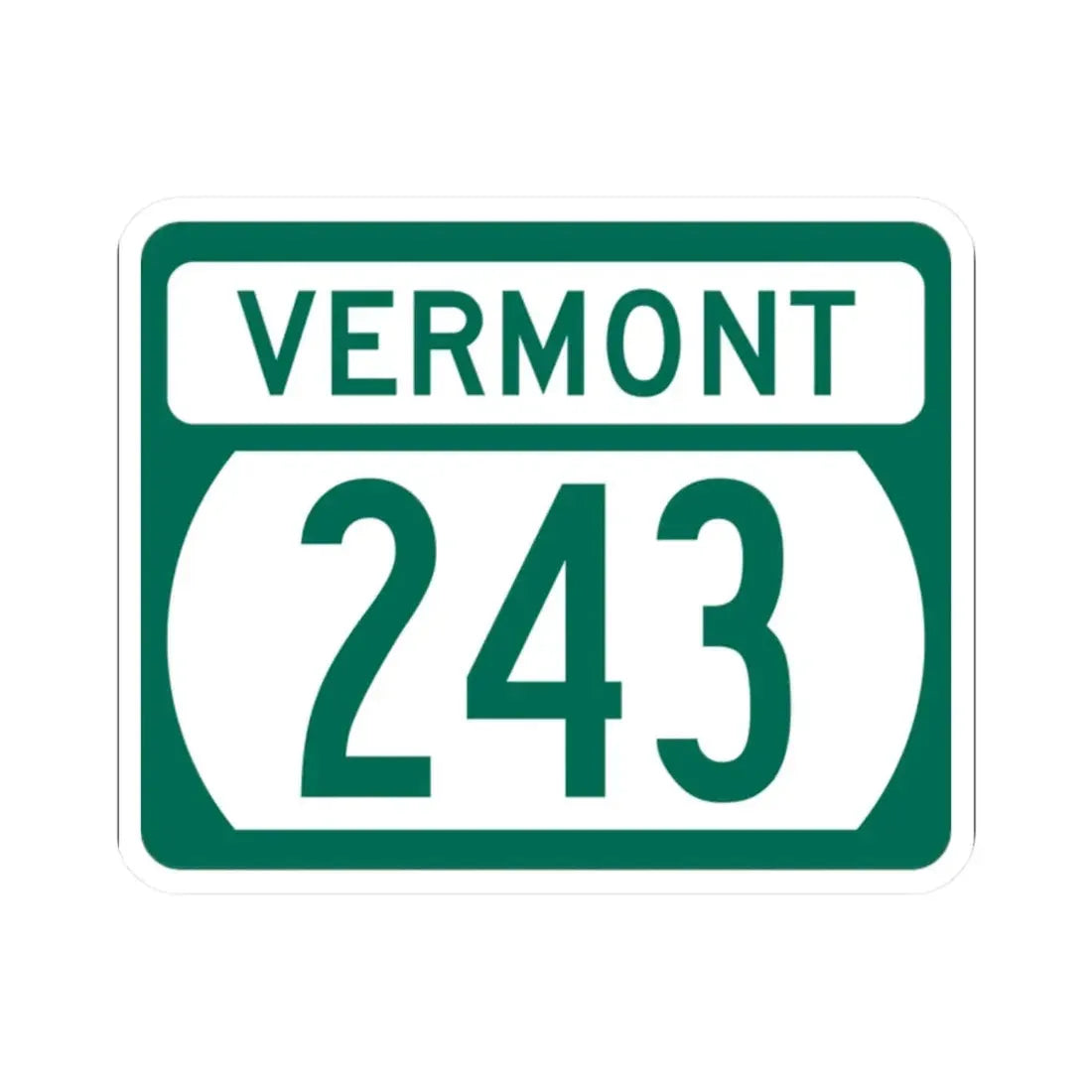 Vermont 243 (Vermont) (Road Sign) STICKER Vinyl Kiss-Cut Decal 2 Inch White - The Sticker Space