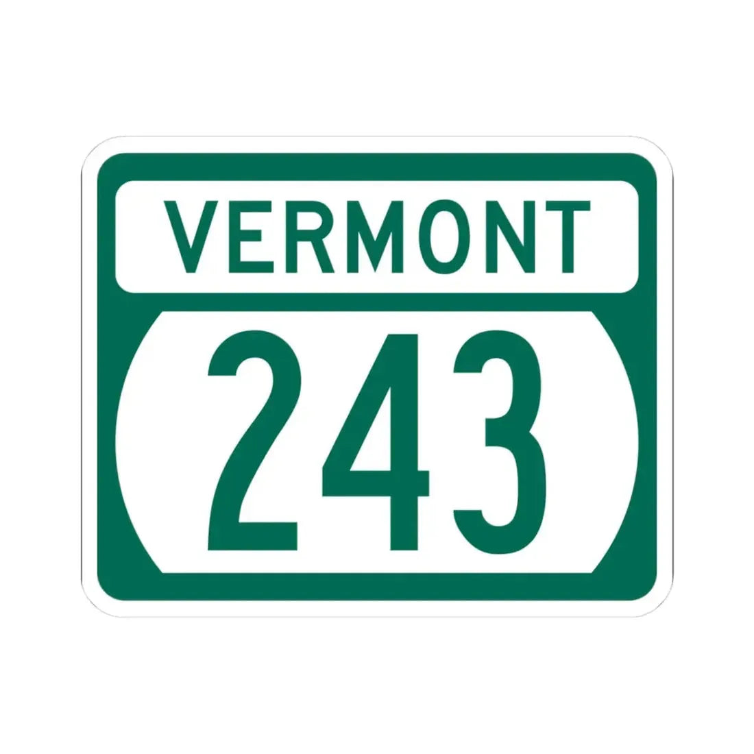 Vermont 243 (Vermont) (Road Sign) STICKER Vinyl Kiss-Cut Decal 3 Inch White - The Sticker Space