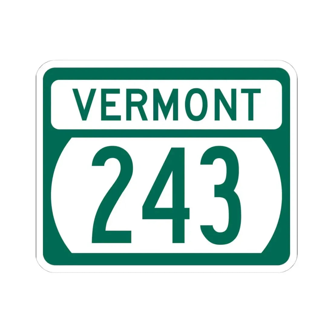 Vermont 243 (Vermont) (Road Sign) STICKER Vinyl Kiss-Cut Decal 4 Inch White - The Sticker Space