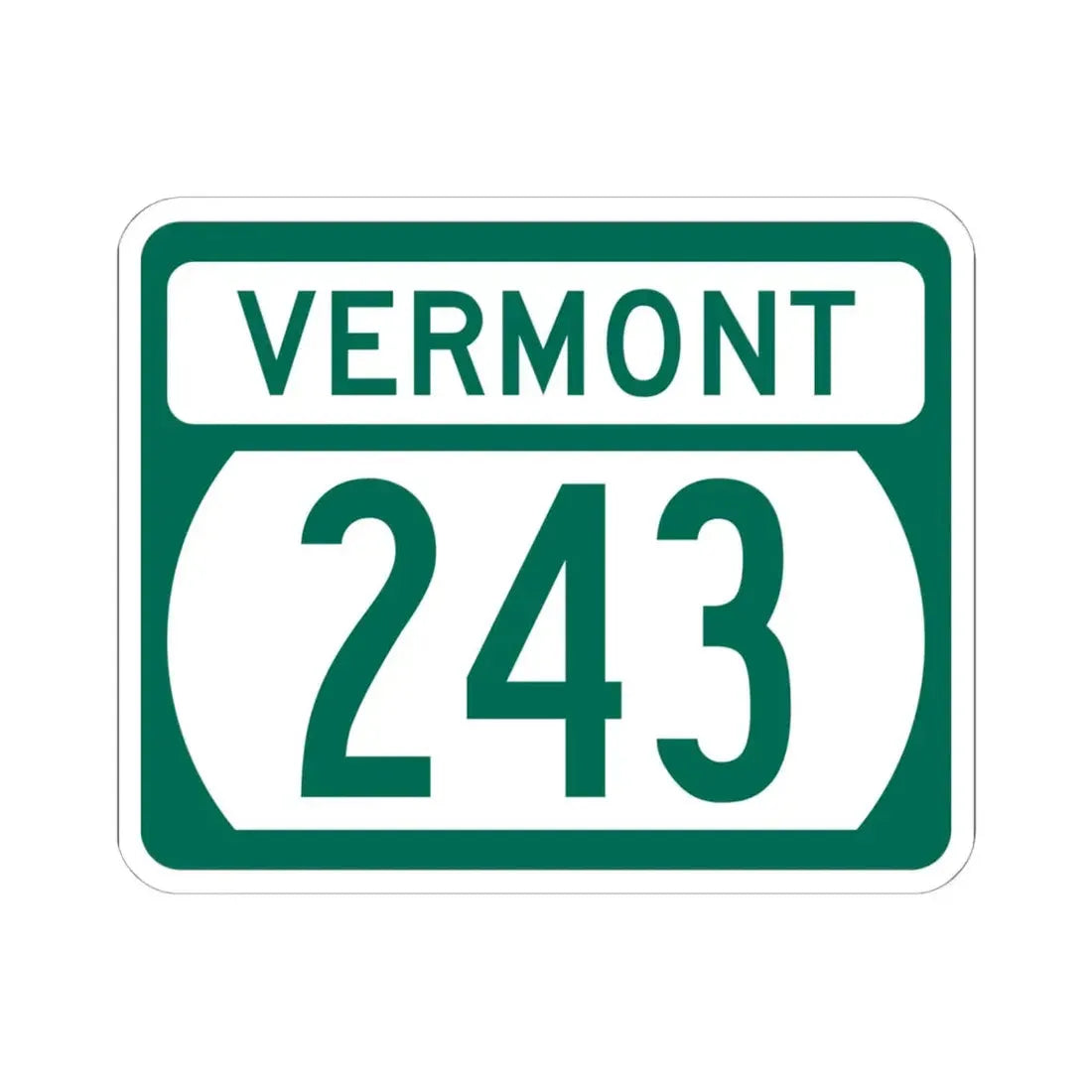 Vermont 243 (Vermont) (Road Sign) STICKER Vinyl Kiss-Cut Decal 6 Inch White - The Sticker Space