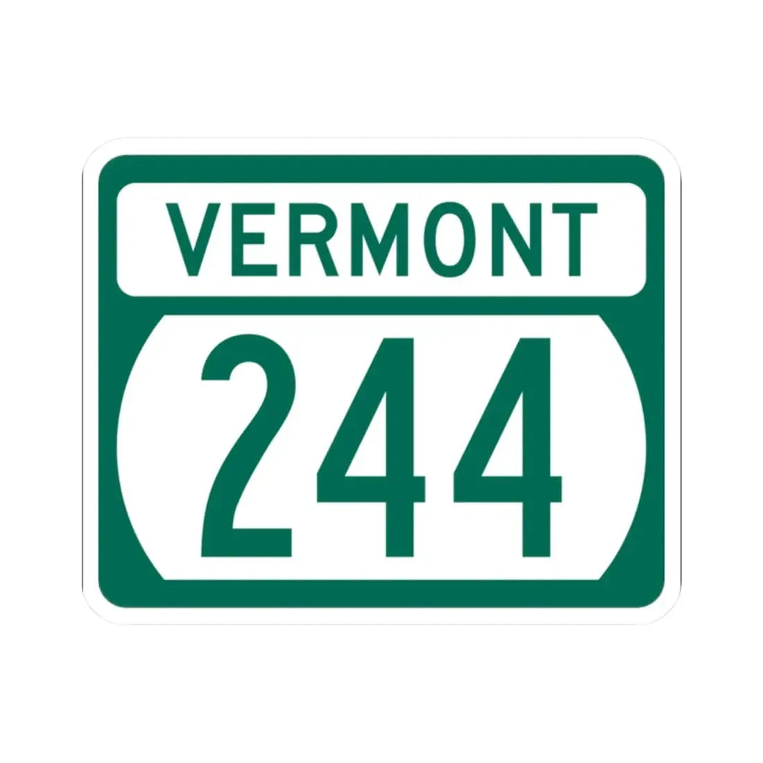 Vermont 244 (Vermont) (Road Sign) STICKER Vinyl Kiss-Cut Decal 2 Inch White - The Sticker Space