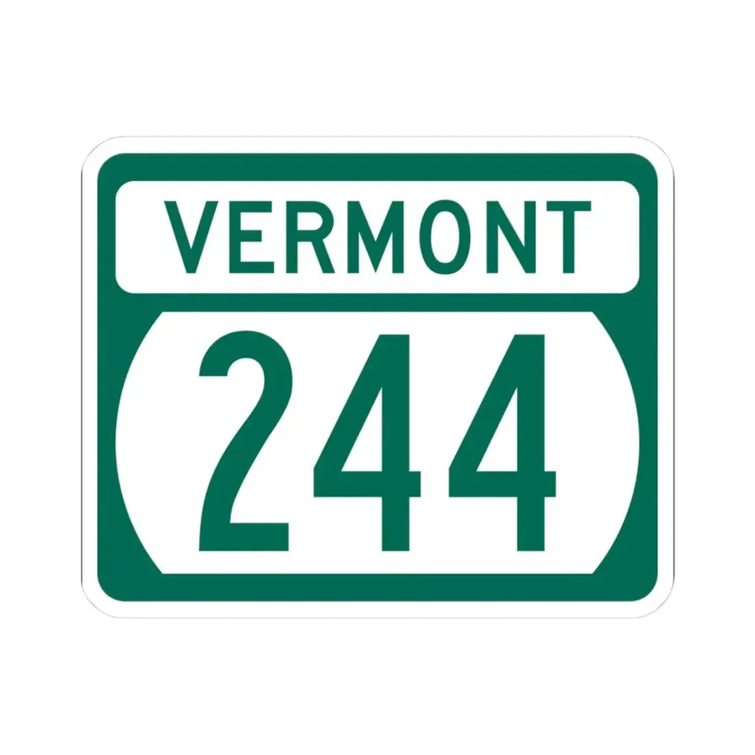 Vermont 244 (Vermont) (Road Sign) STICKER Vinyl Kiss-Cut Decal 3 Inch White - The Sticker Space