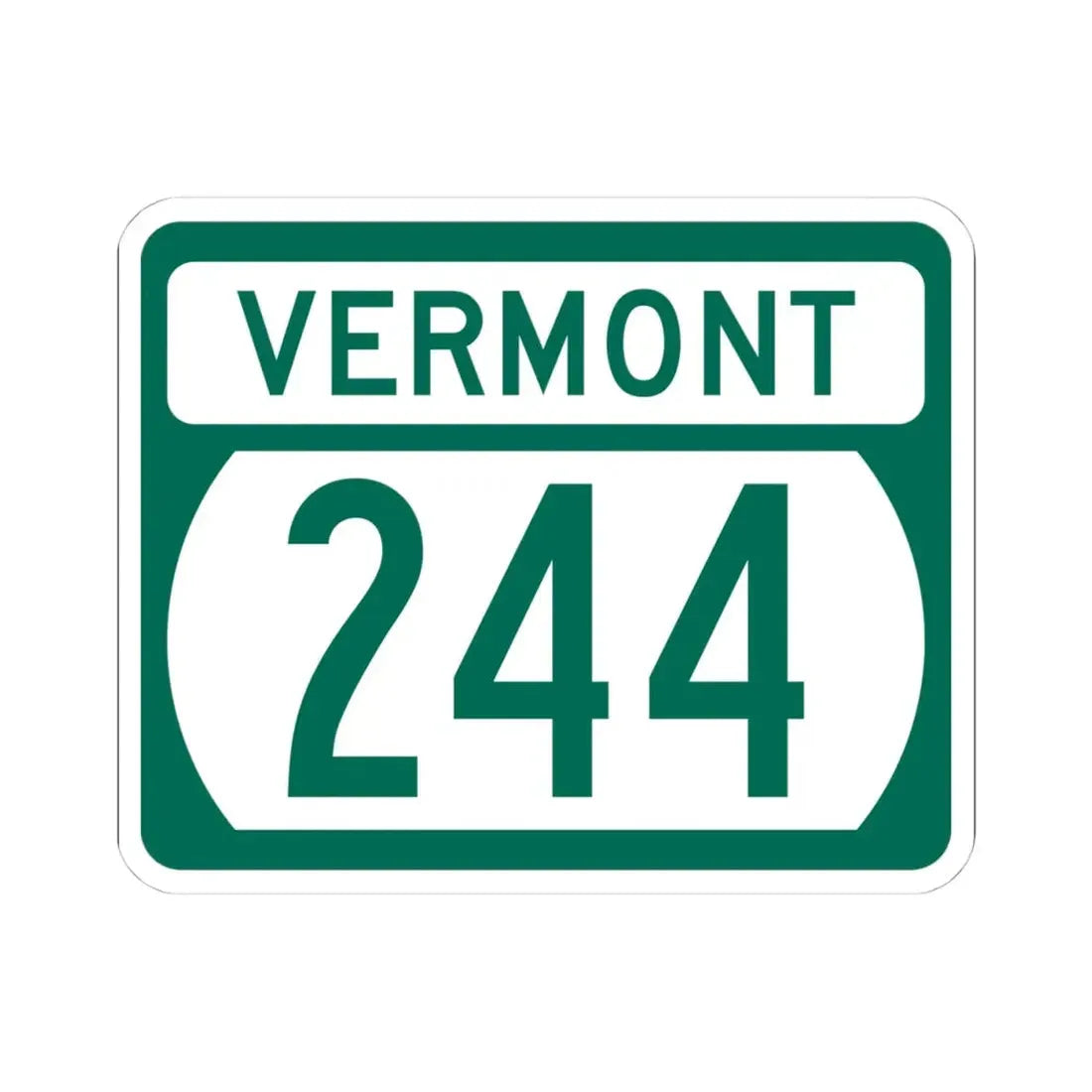 Vermont 244 (Vermont) (Road Sign) STICKER Vinyl Kiss-Cut Decal 4 Inch White - The Sticker Space