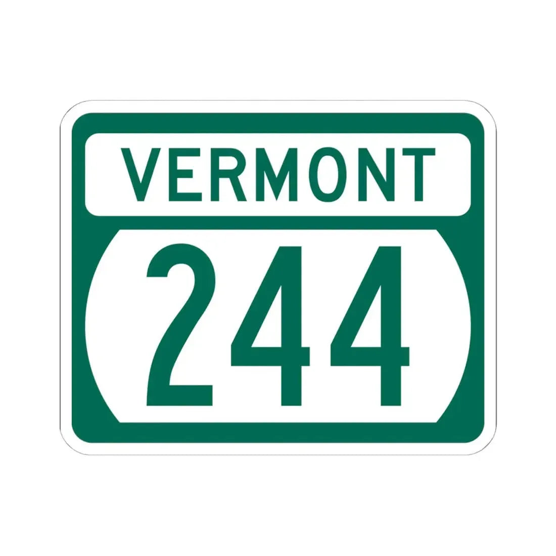 Vermont 244 (Vermont) (Road Sign) STICKER Vinyl Kiss-Cut Decal 6 Inch White - The Sticker Space