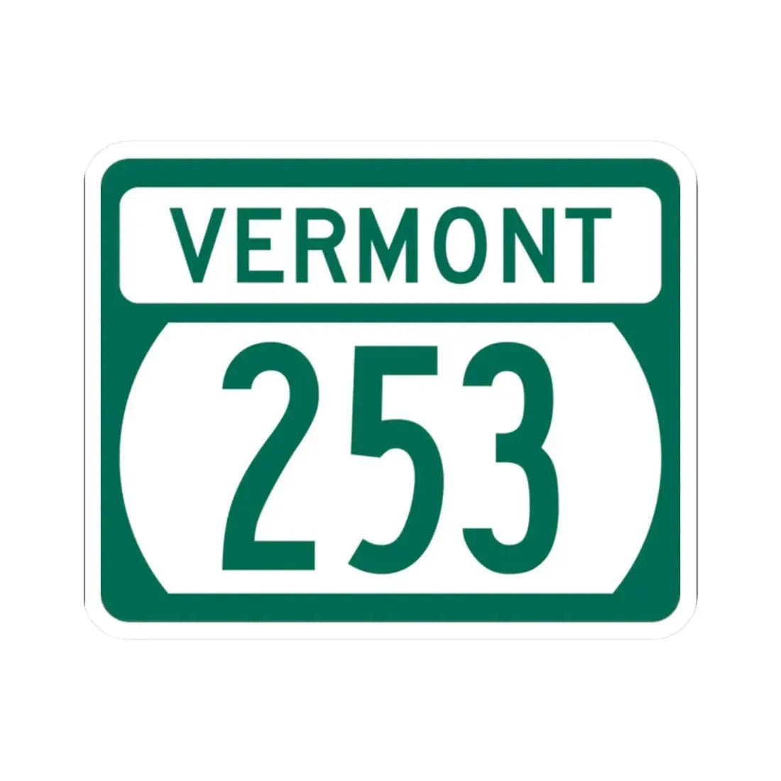Vermont 253 (Vermont) (Road Sign) STICKER Vinyl Kiss-Cut Decal 2 Inch White - The Sticker Space
